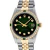 Image 1 : Rolex Men's Two Tone Green Vignette VS Diamond Oyster Perpetual Datejust Wristwatch