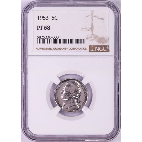 1953 Proof Jefferson Nickel Coin NGC PF68