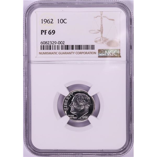 1962 Proof Roosevelt Dime Coin NGC PF69