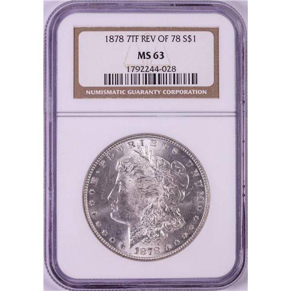 1878 7TF Reverse of 78 $1 Morgan Silver Dollar Coin NGC MS63