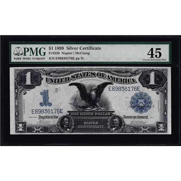 1899 $1 Black Eagle Silver Certificate Note Fr.230 PMG Choice Extremely Fine 45