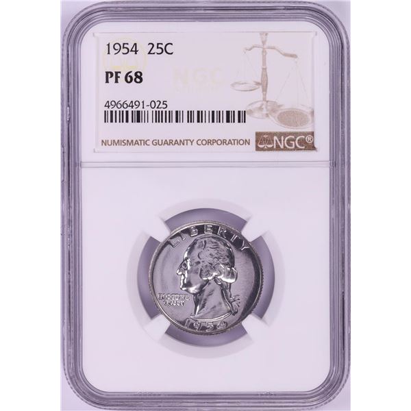 1954 Proof Washington Quarter Coin NGC PF68
