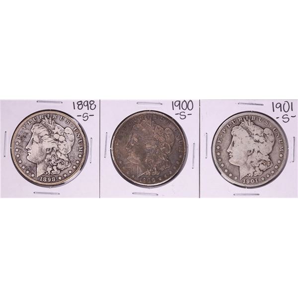 Lot of 1898-S, 1900-S & 1901-S $1 Morgan Silver Dollar Coins