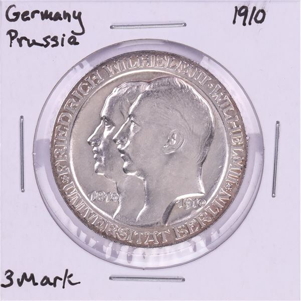 1910 Germany Prussia 3 Mark Silver Coin