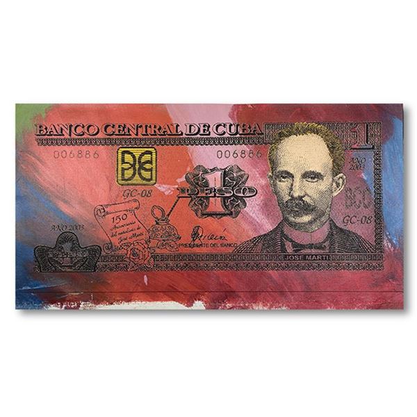 Steve Kaufman (1960-2010) "Cuban Money" Limited Edition Mixed Media on Canvas