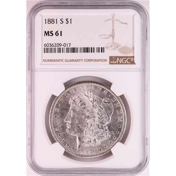 1881-S $1 Morgan Silver Dollar Coin NGC MS61 Great Toning