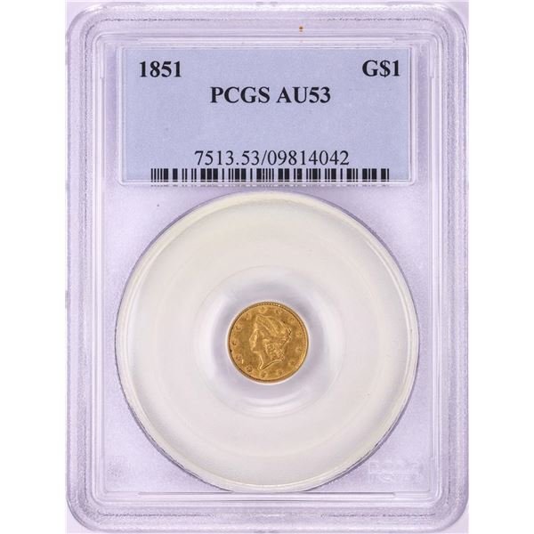 1851 $1 Type 1 Liberty Head Gold Dollar Coin PCGS AU53