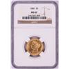 Image 1 : 1880 $5 Liberty Head Half Eagle Gold Coin NGC MS62