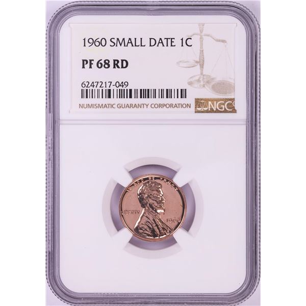 1960 Small Date Proof Lincoln Memorial Cent Coin NGC PF68RD