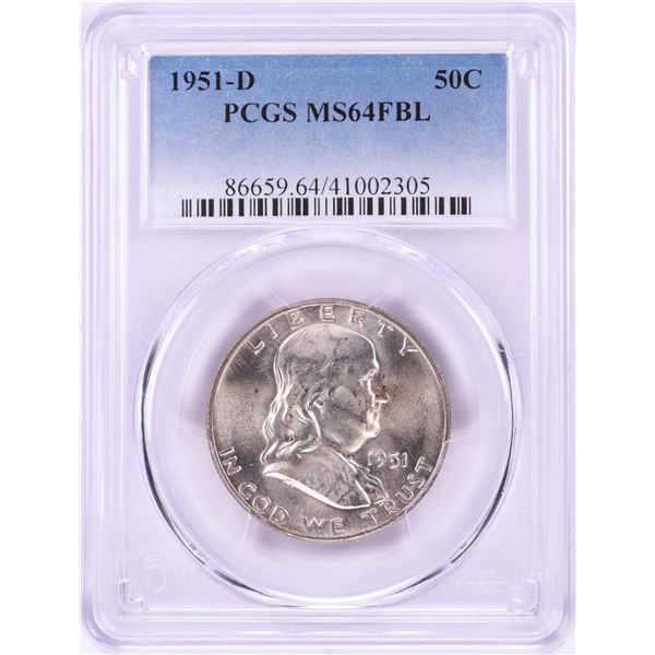 1951-D Franklin Half Dollar Coin PCGS MS64FBL