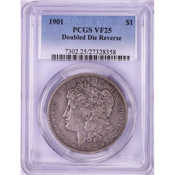 1901 Doubled Die Reverse $1 Morgan Silver Dollar Coin PCGS VF25