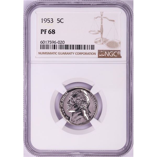 1953 Proof Jefferson Nickel Coin NGC PF68