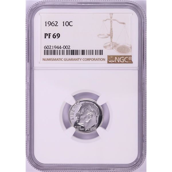 1962 Proof Roosevelt Dime Coin NGC PF69