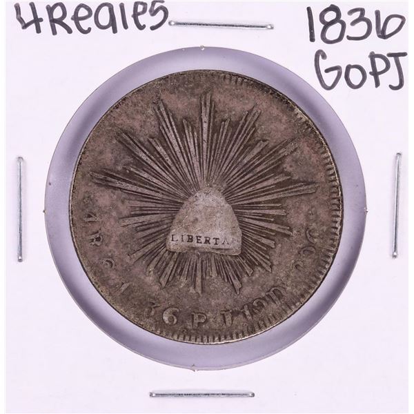 1836 GoPJ Mexico 4 Reales Silver Coin