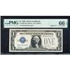 Image 1 : Solid Serial Number 1928 $1 Funnyback Silver Certificate Note PMG Gem Unc. 66EPQ