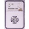 Image 1 : 1950 Proof Roosevelt Dime Coin NGC PF67