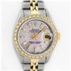 Image 1 : Rolex Ladies Two Tone 18K Gold Bezel Pink MOP Baguette Diamond Datejust Wristwatch