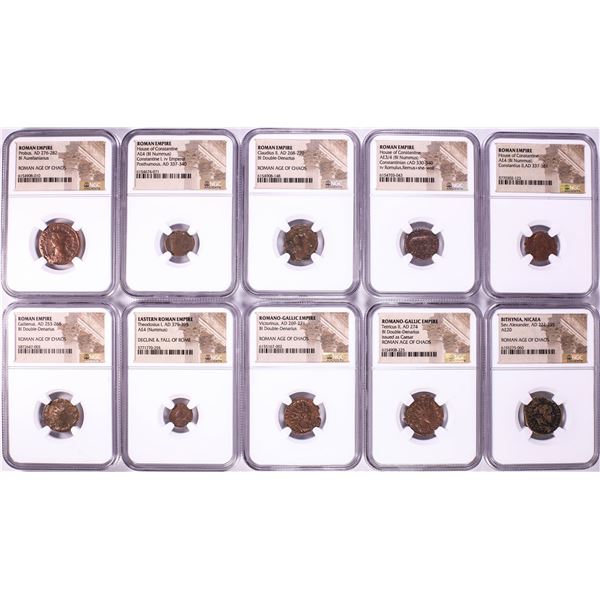 Lot of (10) Ancient Roman Empire Coins NGC Certified