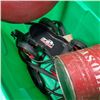 Image 3 : TOTE OF METAL GAS CAN, WIRE, SNAPON STOOL TOP AND MORE