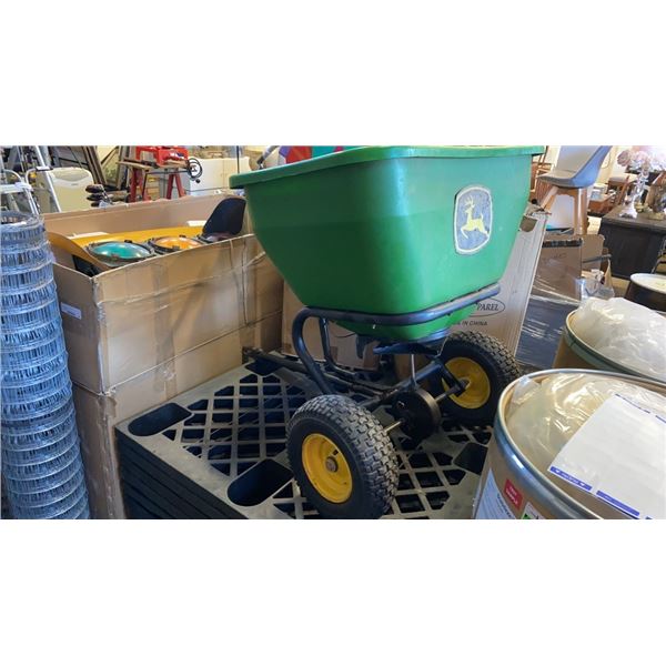 TOWABLE SEED SPREADER AND 2 BERRY PICKING SCOOPS