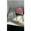 Image 3 : BOX OF VINTAGE APRONS, QUILTS DOILLIES, ROUTER AND MORE