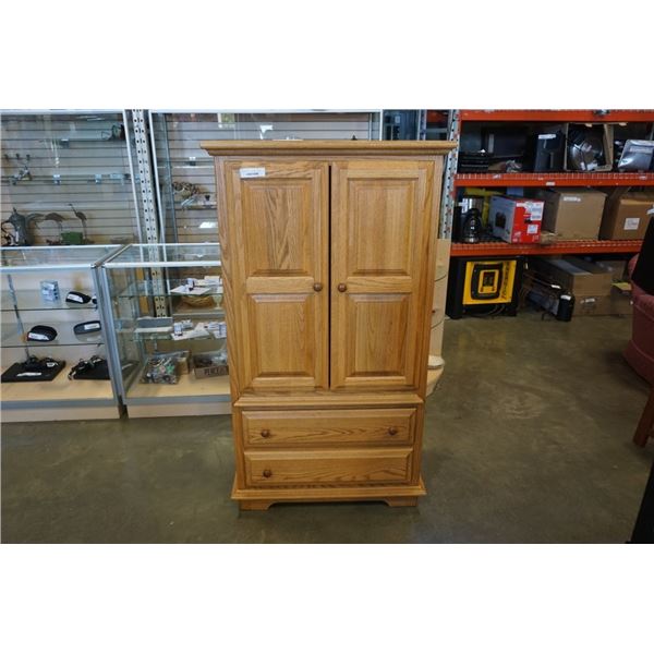 OAK WARDROBE - 35 INCHES WIDE X 63X TALL X 21.5 DEEP