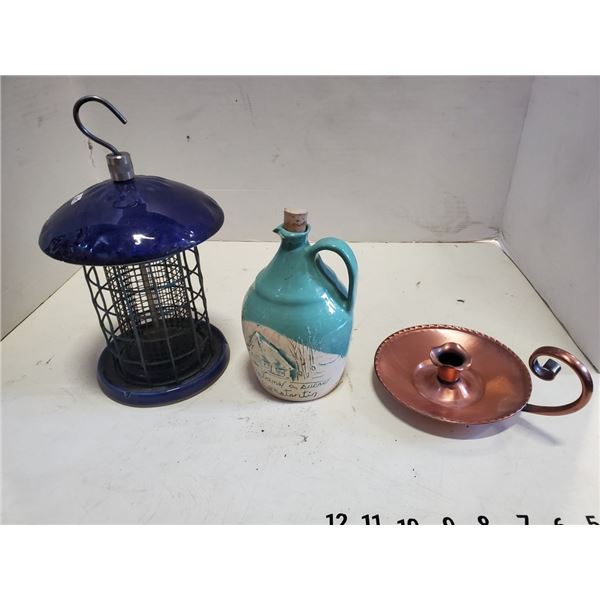 PORCELAIN BIRD FEEDER WITH CERAMIC JUG AND CANDLE TRANSPORTER