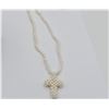 Image 2 : NEW BRASS GENUINE FRESHWATER PEARL CROSS NECKLACE W/ APPRAISAL $995