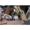 Image 2 : 3 BOXES OF FLORALS, PRINTS, VASES AND DECOR