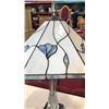 Image 2 : ACRYLIC TABLE LAMP WITH LEADED GLASS SHADE
