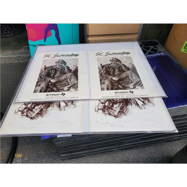 4 art expo prints 2 are limited edition signed by S C Schoneberg