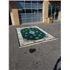 Image 1 : GREEN FRINGED AREA CARPET - 94 INCHES WIDE