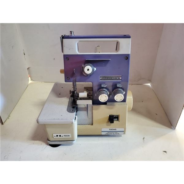 JANOMELOCK MODEL JL-603A SEWING MACHINE WORKING NO CORD