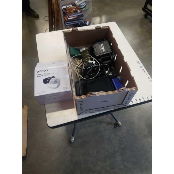 BOX OF ELECTRONICS, BOSE HEADPHONES, GPS, BLUETOOTH SPEAKERS AND MORE