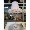 Image 2 : PAIR OF METAL AND GLASS TABLE LAMPS WITH FLOWER SHADES