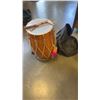 Image 1 : 2 FOOT TALL CALCUTTA DRUM WITH STRAP AND STICKS