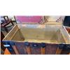 Image 7 : VINTAGE DOME STORAGE TRUNK WITH INSERT AND STORAGE IN DOME - WOOD, METAL AND LEATHER BOUND, 3 FOOT W