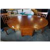 Image 10 : ROUND PEDESTAL DINING TABLE WITH LEAF AND 2 CHAIRS