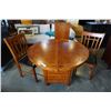 Image 2 : ROUND PEDESTAL DINING TABLE WITH LEAF AND 2 CHAIRS