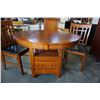 Image 3 : ROUND PEDESTAL DINING TABLE WITH LEAF AND 2 CHAIRS