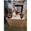 Image 1 : EASTERN WALL ART AND 13 INCH TALL FIGURE , 23 INCH TALL EGYPTIAN FIGURE AND STITCHED EASTERN ART