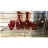 Image 1 : RED CUT TO CLEAR CRYSTAL DECANTERS AND GLASSES