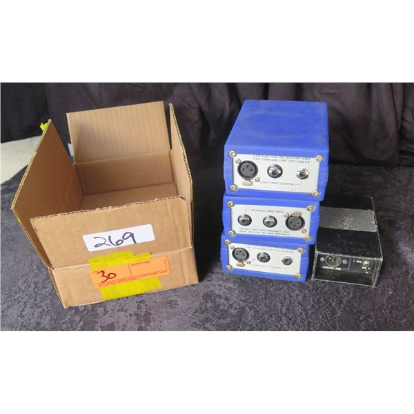 Lot of Audio Products: Qty 3 KT Blue DI Boxes & 1 Countryman Type 85 DI