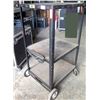 Image 1 : Tall, Solid Metal Black AV Cart 3 Shelves,  on Wheels
