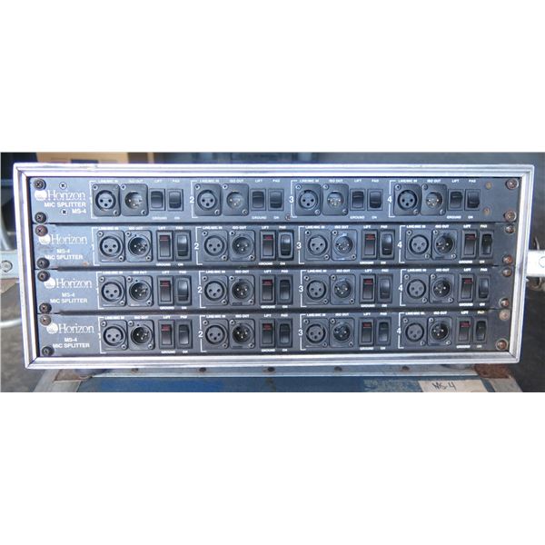 Qty 16 Horizon Rack Mount Splitters, 1 in 2 out with 1 ISO out; In ATACase