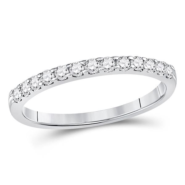 Round Diamond Single Row Machine-set Wedding Band 1/4 Cttw 14KT White Gold