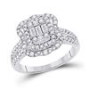 Image 1 : Baguette Diamond Cluster Ring 1 Cttw 14KT White Gold