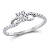 Image 1 : Round Diamond Cluster Promise Ring 1/10 Cttw 10KT White Gold