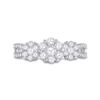 Image 2 : Round Diamond Triple Flower Cluster Ring 1 Cttw 14KT White Gold