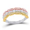 Image 1 : Round Diamond Convertible Stackable Band Ring 1/4 Cttw 14KT Tri-Tone Gold